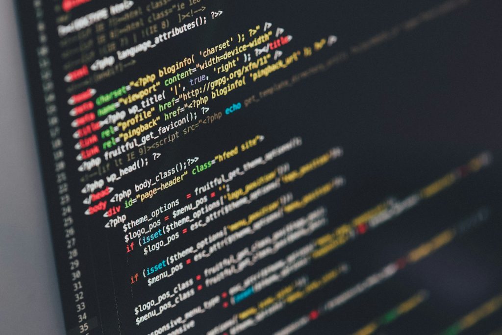 Close-up of website code on a developer's screen